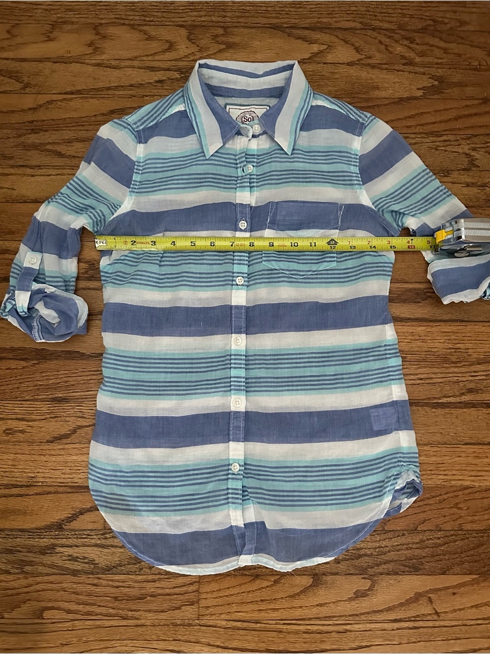 SO Blue & White Striped Button-Down Shirt - XS